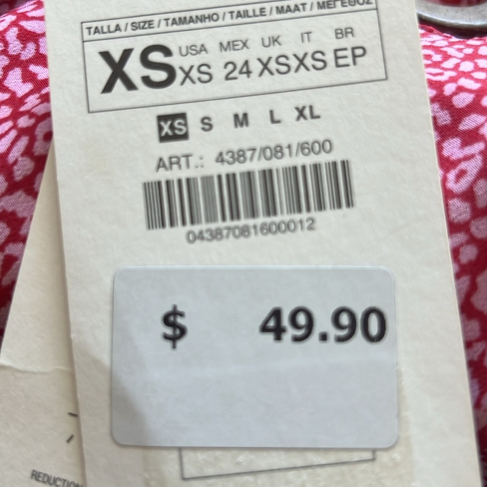 NWT Zara, pink and red midi dress, XS - Picture 4 of 8